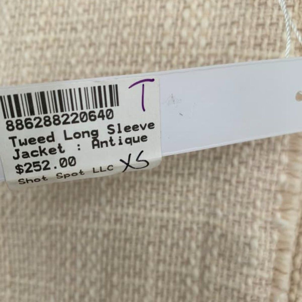 New Anthropologie Lilla P Women Tweed Long Sleeve Jacket Ivory - Picture 9 of 10